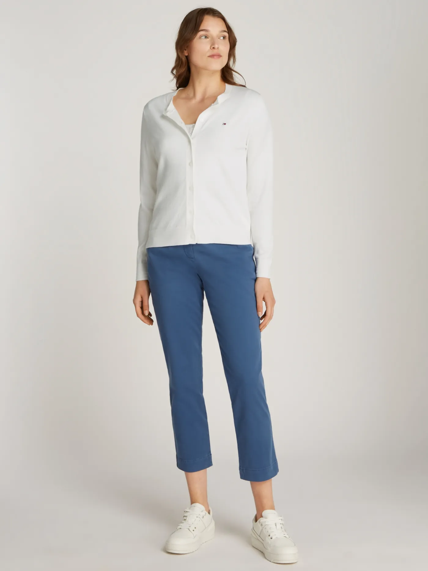 Jersey-Cardigan mit Rundhalsausschnitt