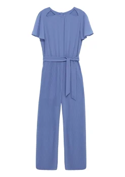 Jumpsuit aus Chiffon mit Gürtel und plissierter Hose