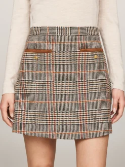 Karierter Tweed-Minirock mit Wolle