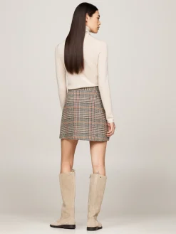 Karierter Tweed-Minirock mit Wolle