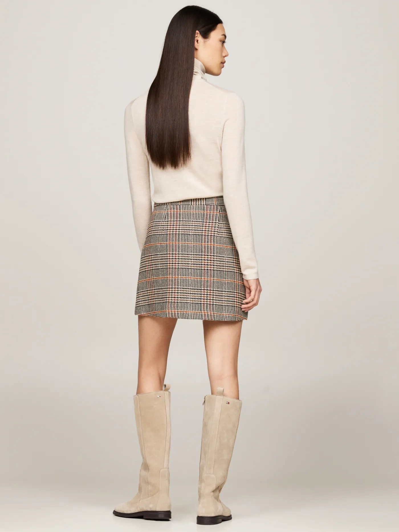 Karierter Tweed-Minirock mit Wolle
