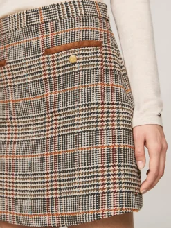 Karierter Tweed-Minirock mit Wolle