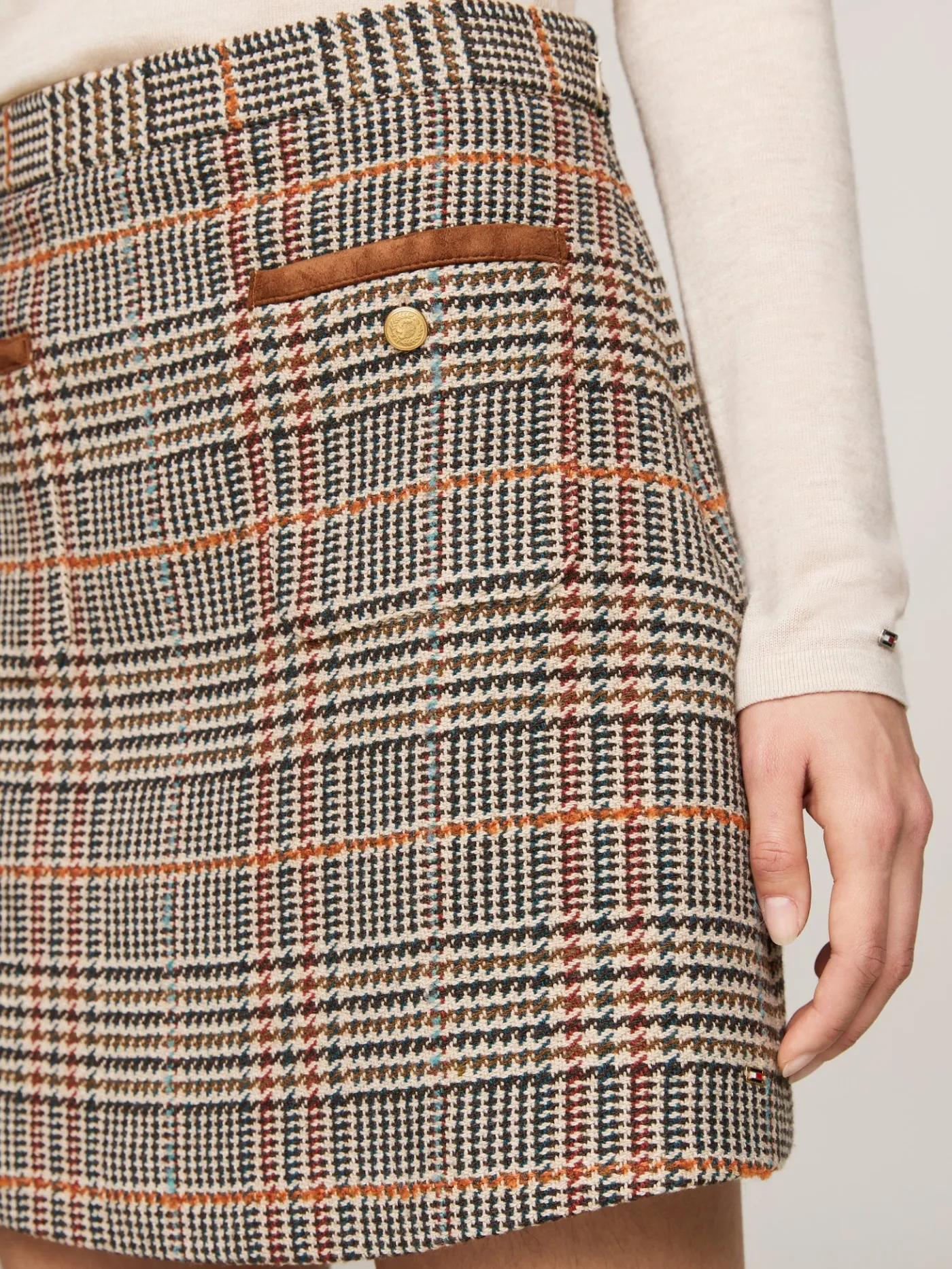 Karierter Tweed-Minirock mit Wolle