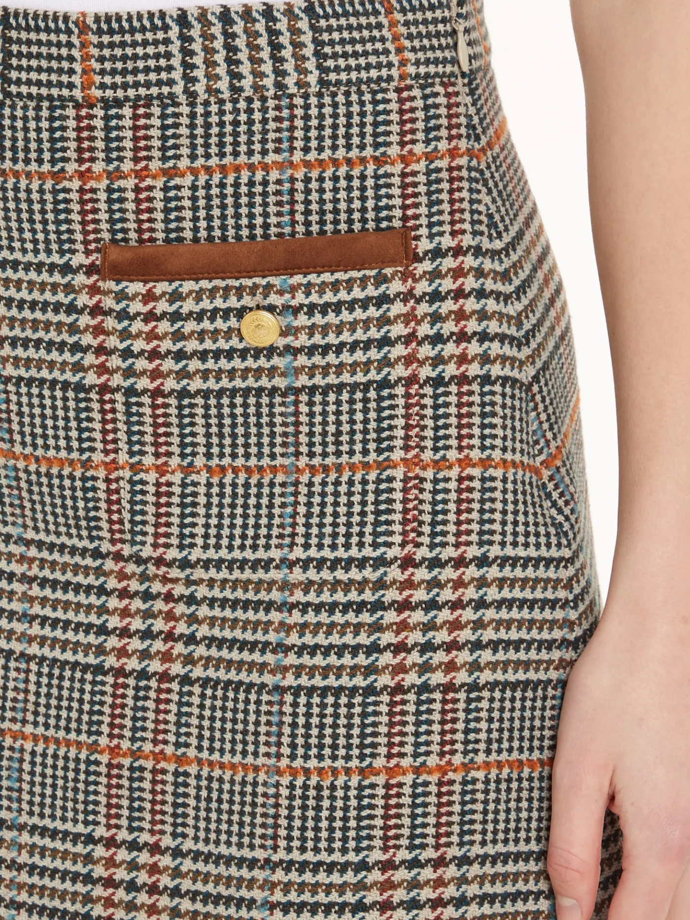 Karierter Tweed-Minirock mit Wolle