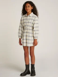 Kariertes Cord-Hemdkleid