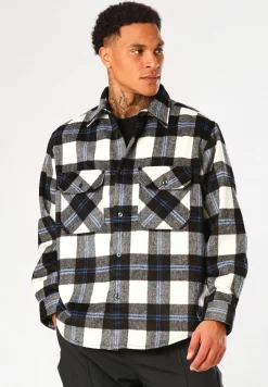 Kariertes Oversize-Fit Hemd aus gebürstetem Gewebe