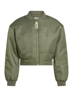 Kastige Satin-Bomberjacke