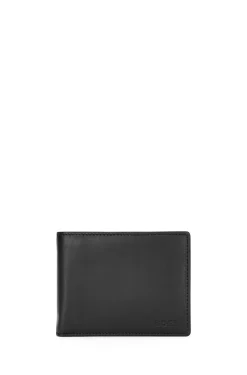 KLAPP-GELDBÖRSE AUS LEDER MIT MÜNZFACH UND LOGO-PRÄGUNG