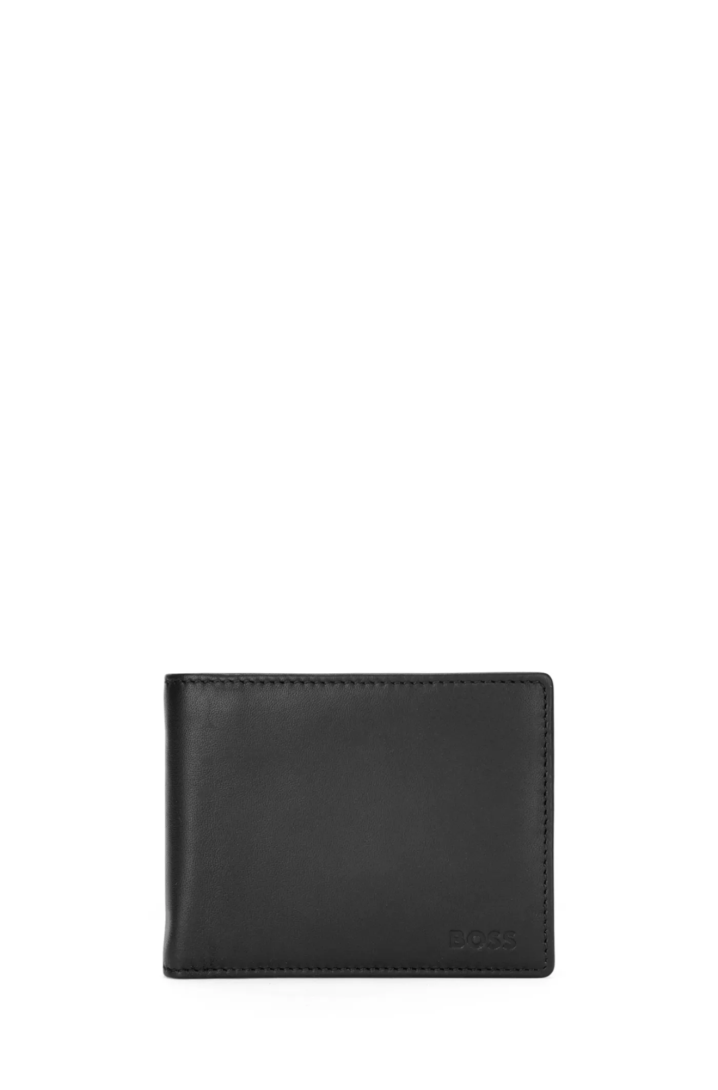 KLAPP-GELDBÖRSE AUS LEDER MIT MÜNZFACH UND LOGO-PRÄGUNG