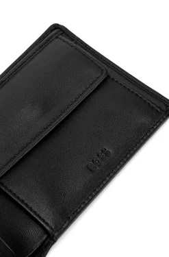 KLAPP-GELDBÖRSE AUS LEDER MIT MÜNZFACH UND LOGO-PRÄGUNG