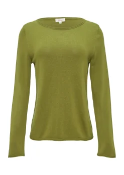 Leichter Feinstrickpullover mit Rollkante