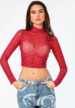 Longsleeve aus Mesh mit saisonalem Print