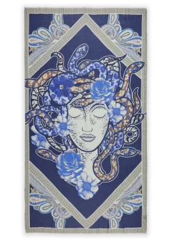 luftiger Schal aus Organic Cotton mit Medusa-Motiv