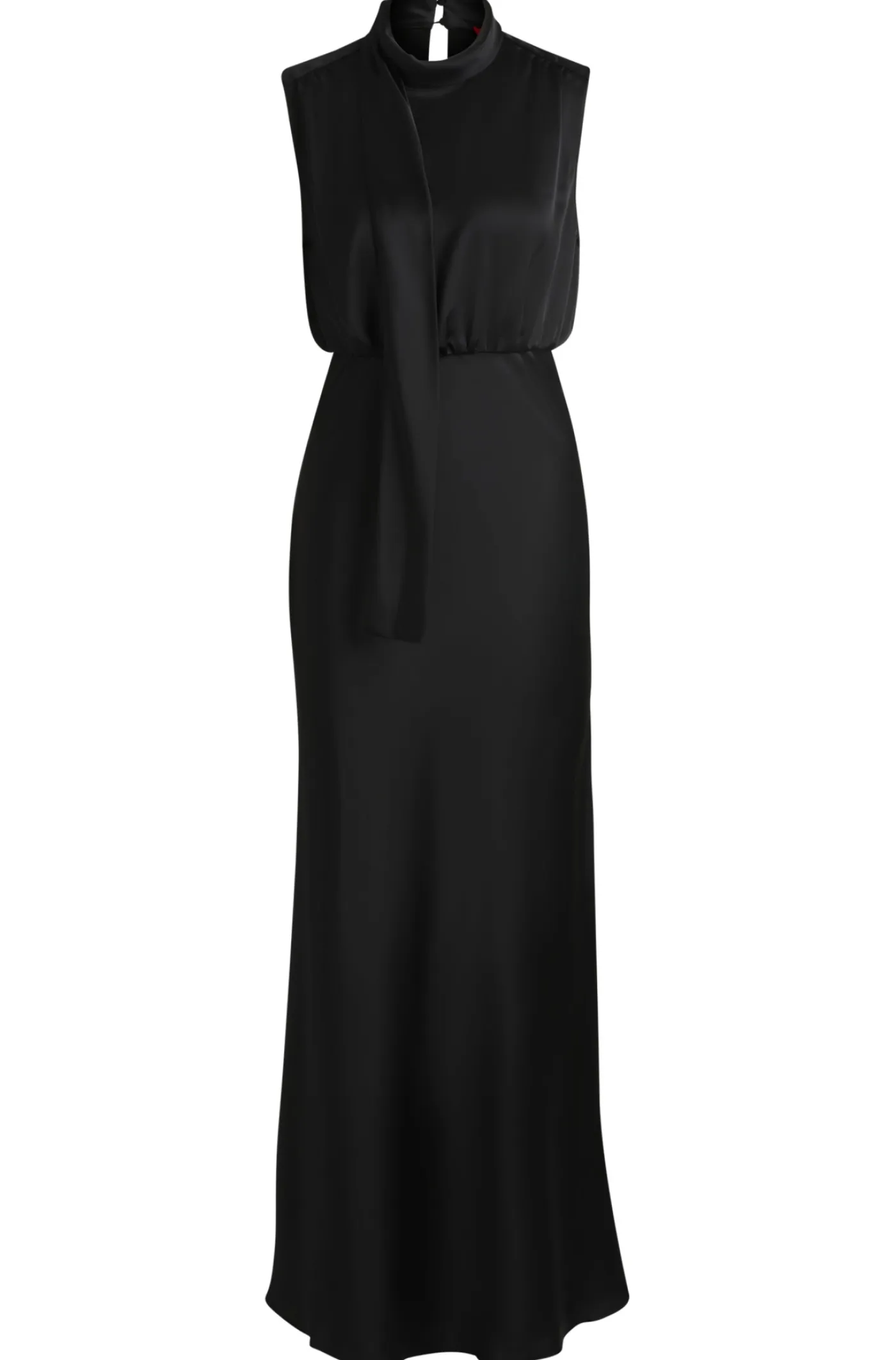 Maxikleid aus Satin mit Bindekragen