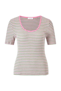 Mehrfarbig gestreiftes Rippshirt