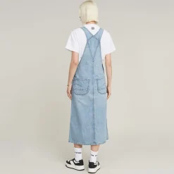 Midi Dungaree Jeans Latzkleid