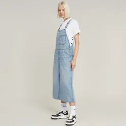 Midi Dungaree Jeans Latzkleid
