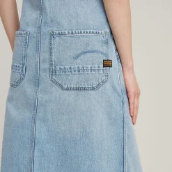 Midi Dungaree Jeans Latzkleid