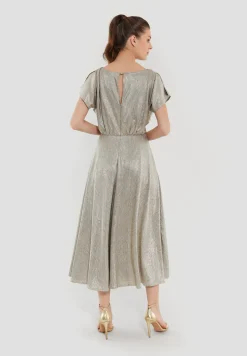 Midikleid aus foliertem Jersey