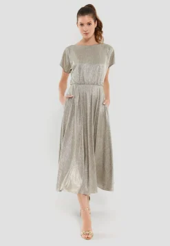 Midikleid aus foliertem Jersey