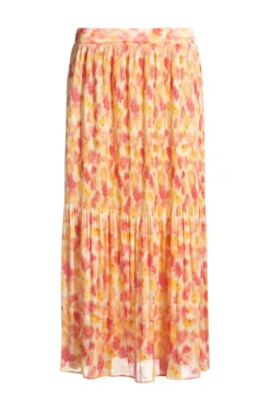Midirock mit Plissee-Falten und angedeutetem Blumen-Print