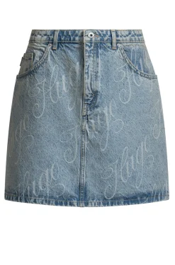 Minirock aus festem Denim mit Logo-Print