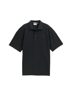 Oversize Poloshirt mit Logo Badge