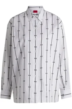 Oversized Bluse aus Baumwoll-Popeline mit Logo-Streifen