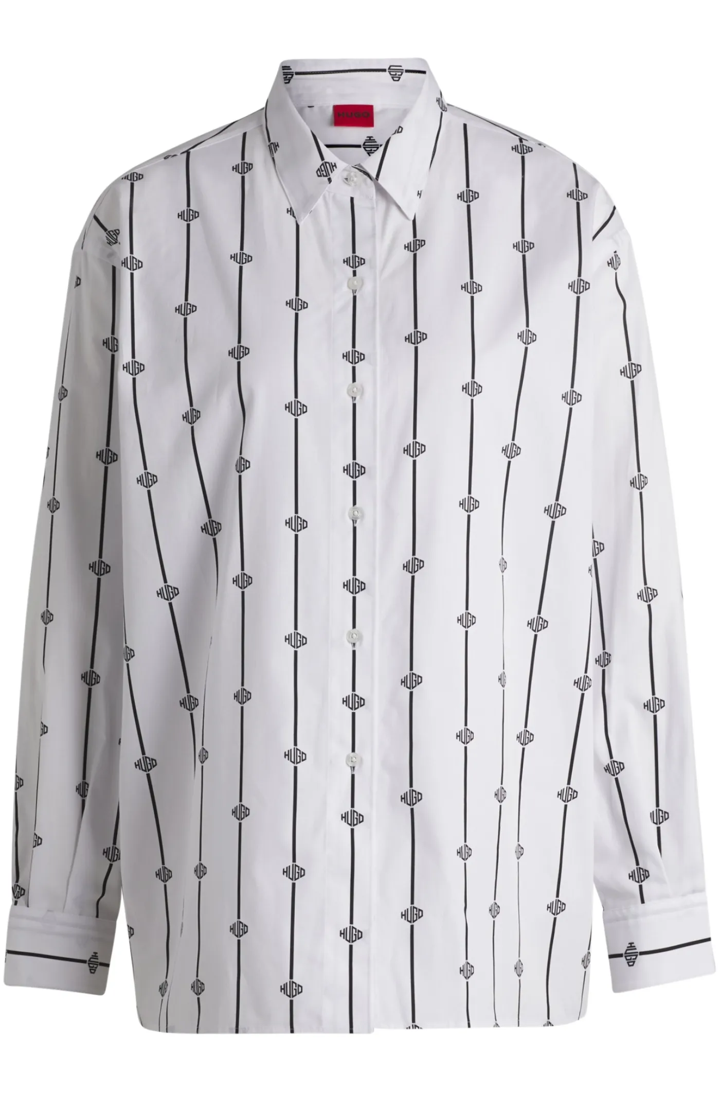 Oversized Bluse aus Baumwoll-Popeline mit Logo-Streifen
