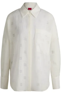 Oversized Bluse mit Logo Allover