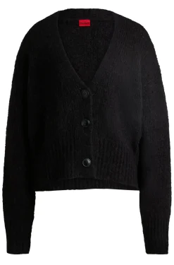 Oversized Strickjacke mit V-Ausschnitt und verkürzter Länge