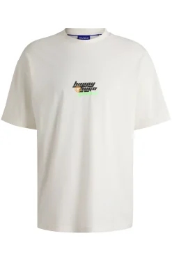 Oversized T-Shirt aus Baumwolle mit Happy HUGO Logo