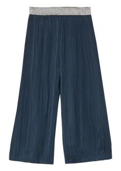 Plissierte Wide-Leg-Hose mit Glitzerbund