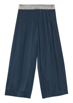 Plissierte Wide-Leg-Hose mit Glitzerbund