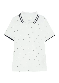 Poloshirt mit Kontrast-Details und All-over-Print