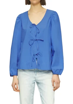 Popeline-Bluse aus Baumwolle mit Schleifen