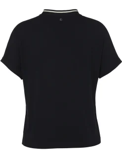 Print Blusenshirt mit einfarbigem Jerseyrücken