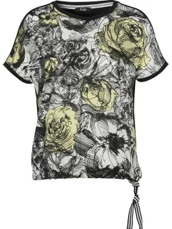 Print Blusenshirt mit schwarzem Jerseyrücken