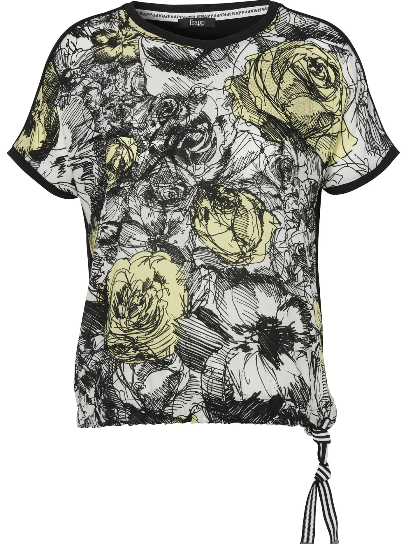 Print Blusenshirt mit schwarzem Jerseyrücken