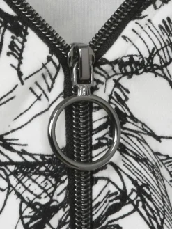 Print-Sweatshirt mit Zier-Zipper am V-Ausschnitt