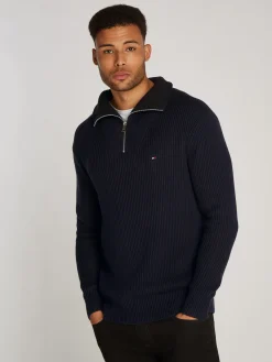 Pullover aus Rippstrick mit Reißverschluss