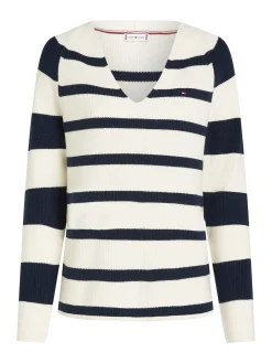 Pullover mit V-Ausschnitt und Perlfangmuster
