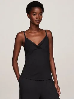Pyjama-Cami-Top mit Spitzenbesatz