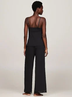 Pyjama-Cami-Top mit Spitzenbesatz