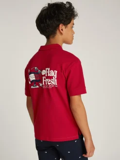 Regular Fit Poloshirt mit Slogan-Print hinten