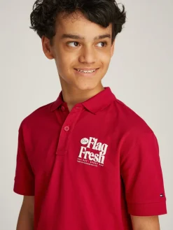 Regular Fit Poloshirt mit Slogan-Print hinten