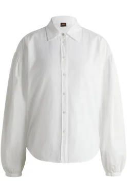 Regular-Fit Bluse aus Baumwoll-Popeline mit Spitzkragen