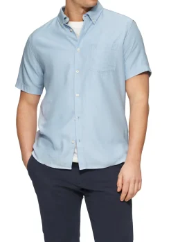 Regular Fit: Kurzärmeliges Twillhemd mit Button-Down-Kragen