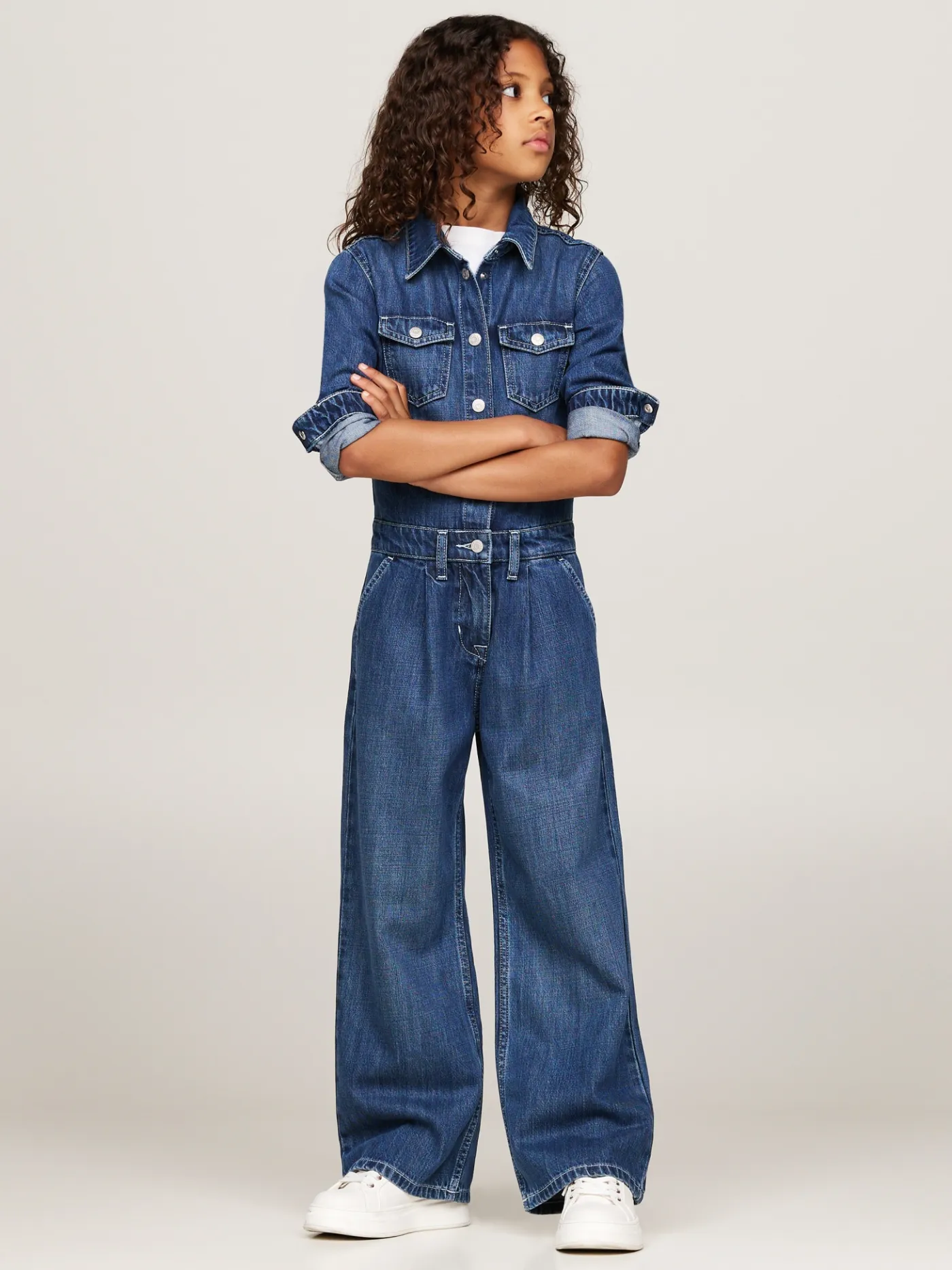 Relaxed Fit Denim Jumpsuit mit weitem Bein