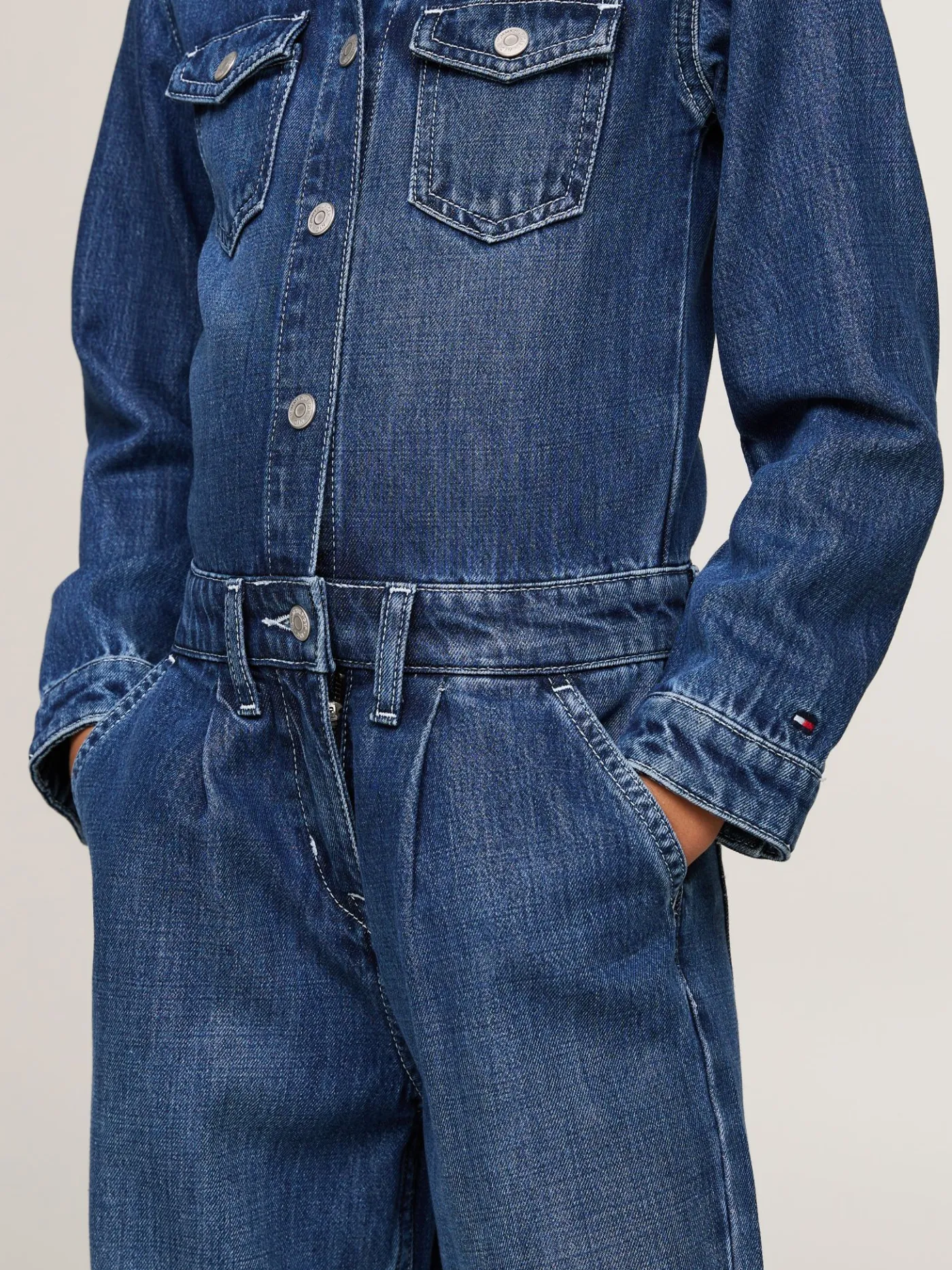 Relaxed Fit Denim Jumpsuit mit weitem Bein